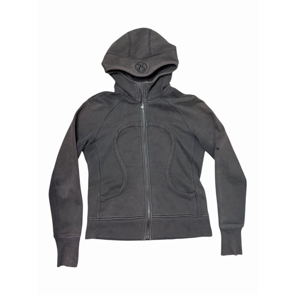 Lululemon Scuba Hoodie Black Full Zip Thick  Jacket Small Flaws Size Missing